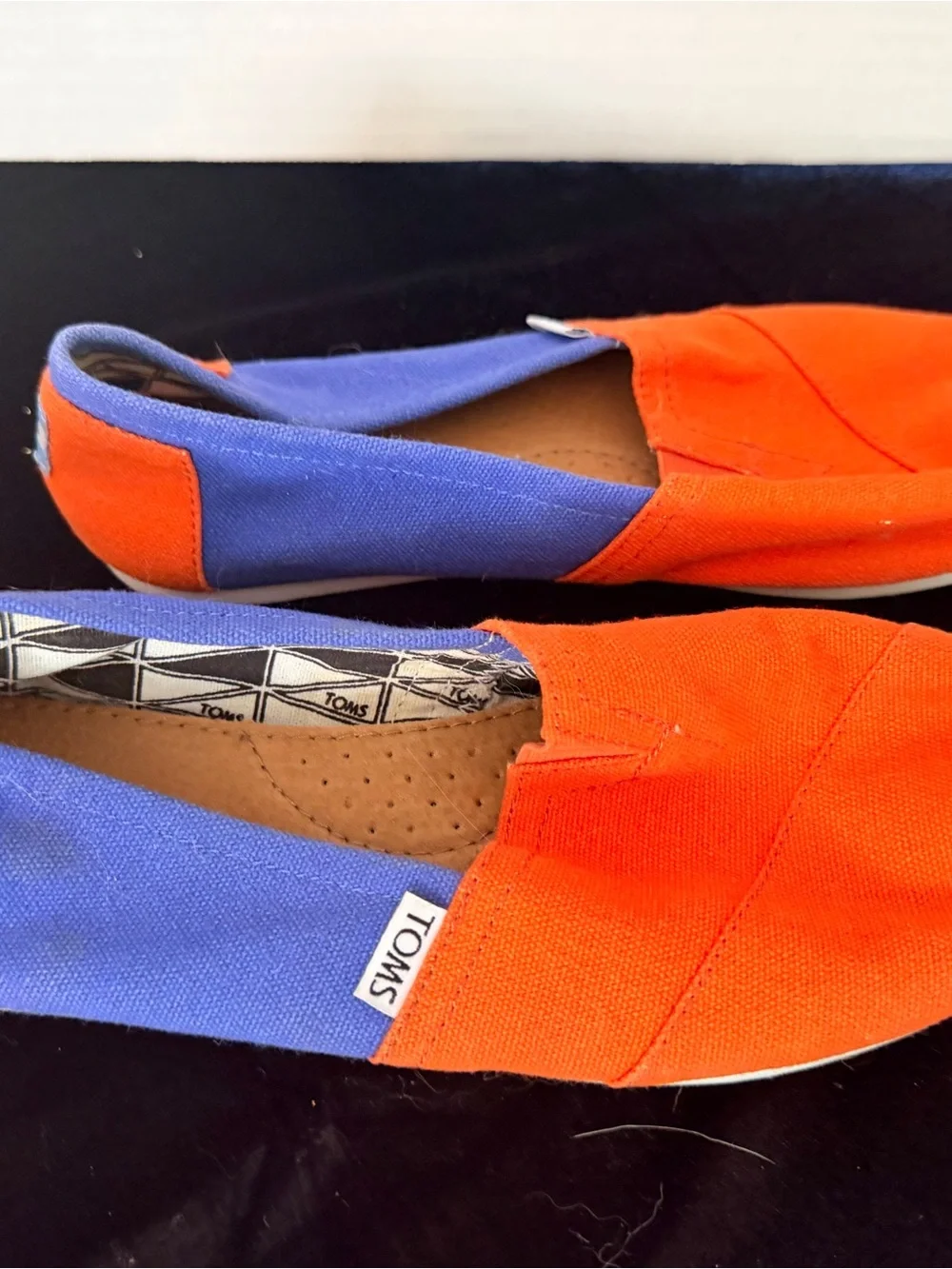 Toms Kids Slip-On Sneakers in Bright Orange and Royal Blue